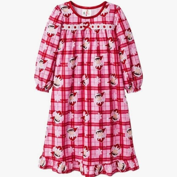 Elf on the Shelf | Red & Pink Plaid Flannel Night Gown | Size 2T - Picture 1 of 11